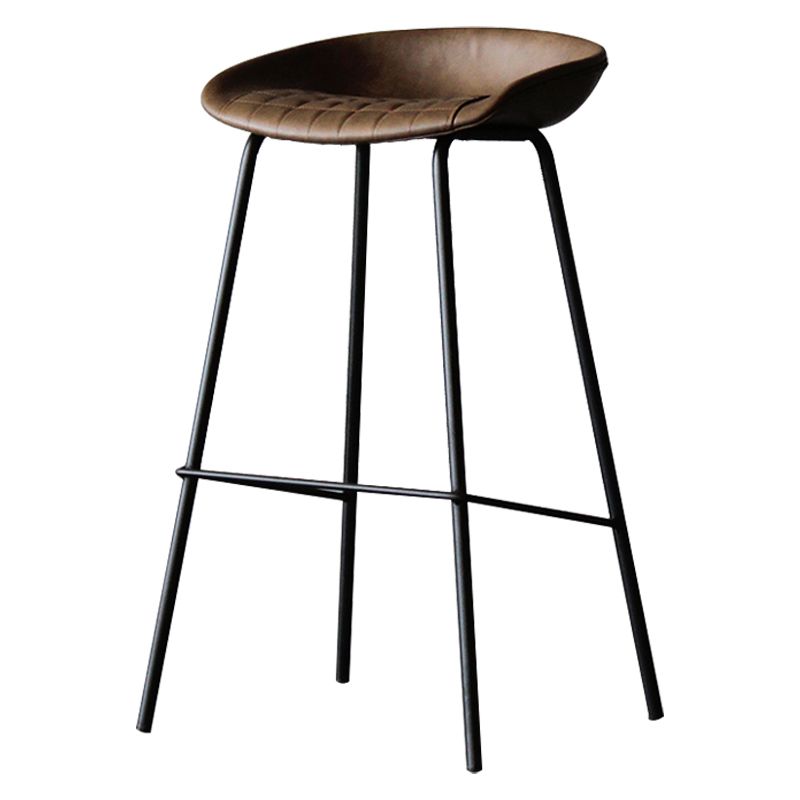 Industrial Leather Distressed Quilted Barstool Indoor Tall Stool with Bucket Seat Clearhalo 'Bar Furniture' 'Bar Stools' 'bar_stools' 'furniture_bar_stools' 'Kitchen & Dining Furniture' 'kitchen&dining_furn' 'kitchen' 'kitchen_furn' Furniture' 1200x1200_53114548-1aa3-4abb-b7a8-5823f05786c2