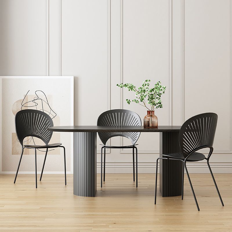 Tavolo da pranzo moderno ovale Tavolo da pranzo in legno nero per sala da pranzo