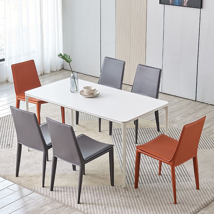 Modern Style Leather Dining Armless Chair Metal Side Chair for Home Use Clearhalo 'Dining Chairs' 'Dining Tables & Seating' 'dining_chair' 'furn' 'furn_dining_chair' 'Furniture' 'Kitchen & Dining Furniture' 1200x1200_53173e4c-e660-4db0-87bd-30be323673bd