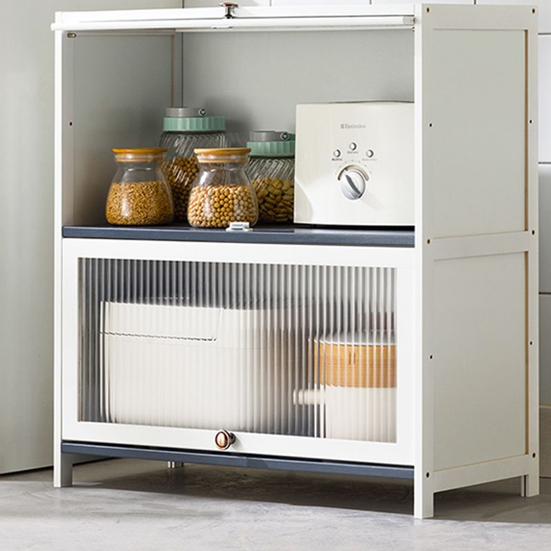 Server buffet di bambù bianco con porte di vetro moderno server da pranzo moderno