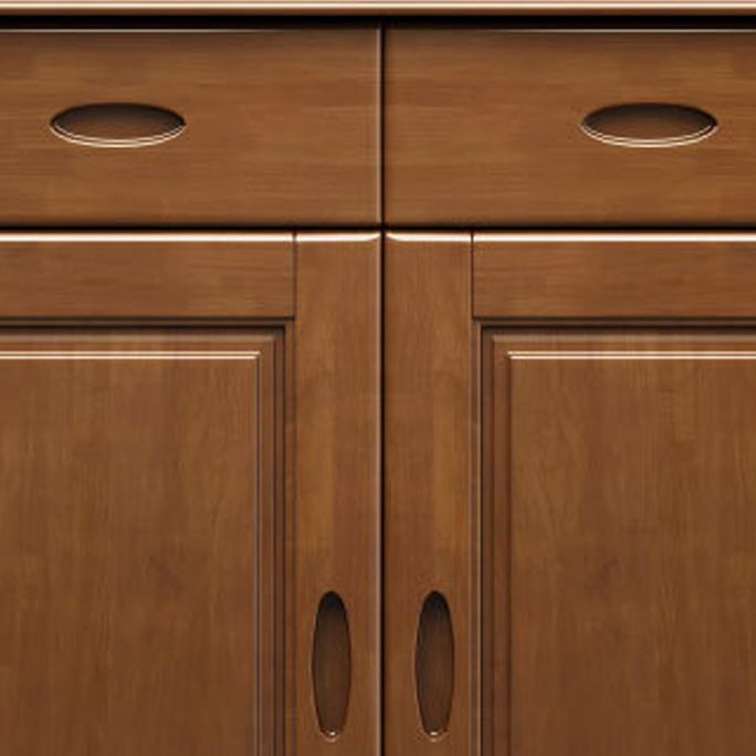 Moderne moderne accentkast uit het midden van de eeuw met laden en planken in rubberwood