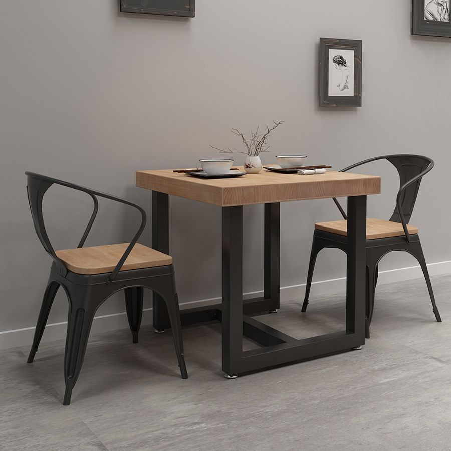 Industrial Style Solid Wood Dining Table Brown Square Table with Trestle Base for Dinning Room Clearhalo ' dining_table' 'Dining Tables & Seating' 'Dining Tables' 'furn' 'furn_dining_table' 'Furniture' 'furniture_dining_table' 'Kitchen & Dining Furniture' 'kitchen&dining_furn' 'kitchen' 'kitchen_dining_table' 1200x1200_531dc037-c573-4869-8b6f-e5b2ac385acf