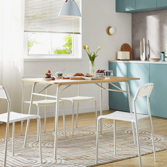 Hedendaagse rechthoekige houten eettafel met stalen benen voor 4 personen