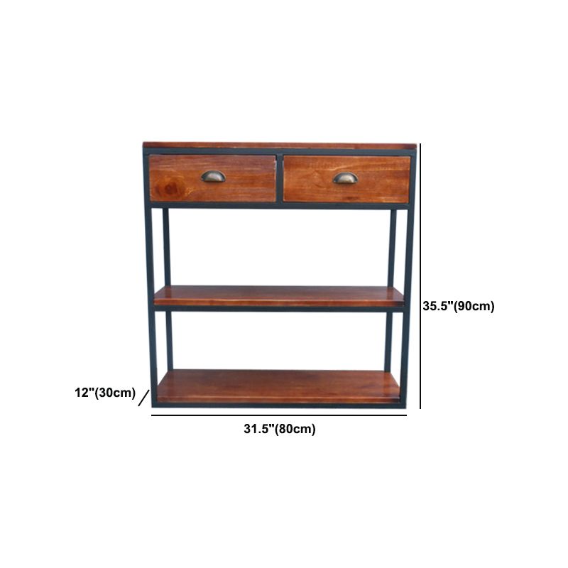 Libreria per mensole a casa aperta in metallo e legno contemporaneo con scaffali