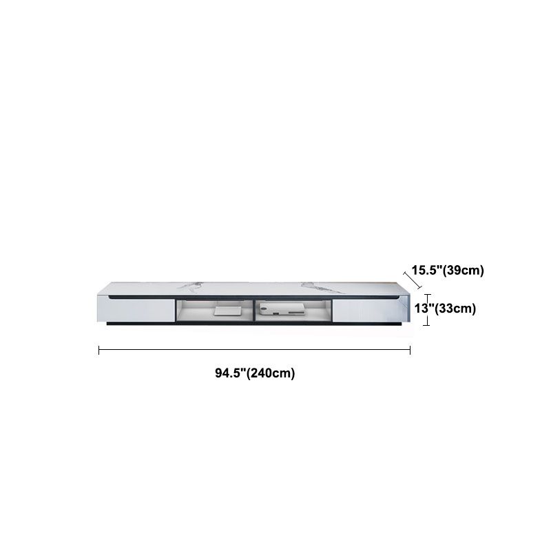 15,35 "W TV -Ständer weißer Glamstil geschlossener Speicherfernseher mit Schubladen