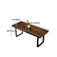 Brown Solid Wood Top Table Rectangle Black Iron Sled Base Dining Table Clearhalo 'Dining Tables & Seating' 'Dining Tables' 'dining_table' 'furn' 'furn_dining_table' 'Furniture' 'Kitchen & Dining Furniture' 1200x1200_532311e8-b116-462b-816b-3186875bfe9e