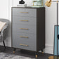Grey Accent Chest with Solid Wood Straight Legs and Drawers Chest