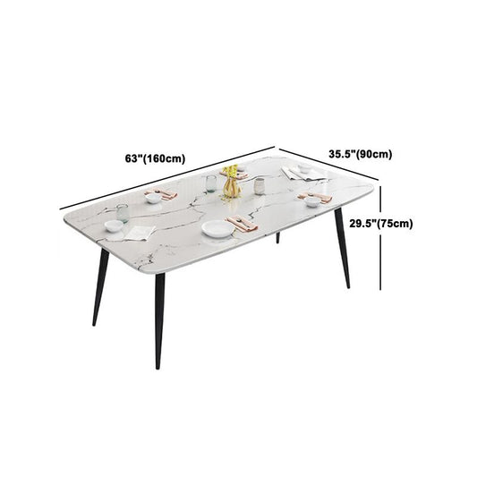 Set da tavolo da rettangolo in pietra sinterizzato in stile moderno 1/2/5/7 pezzi set da pranzo