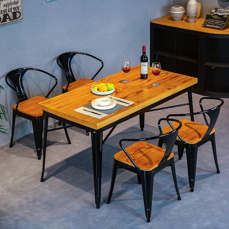 Industrial Dining Chairs Set 1/2/5 Pcs Solid Wood Top Table with Metal Windsor Chairs Clearhalo 'Dining Room Sets' 'Dining Tables & Seating' 'dining_room_set' 'furn' 'furn_dining_room_set' 'Furniture' 'Kitchen & Dining Furniture' 1200x1200_5326ea56-8300-44da-bda0-367f8ab1d135