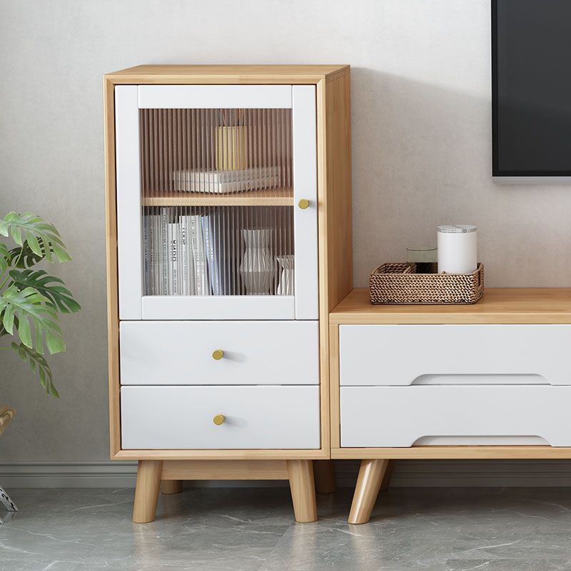 Rubberwood glazen deur accentkast 2 - lade 19,7 "W zijkast