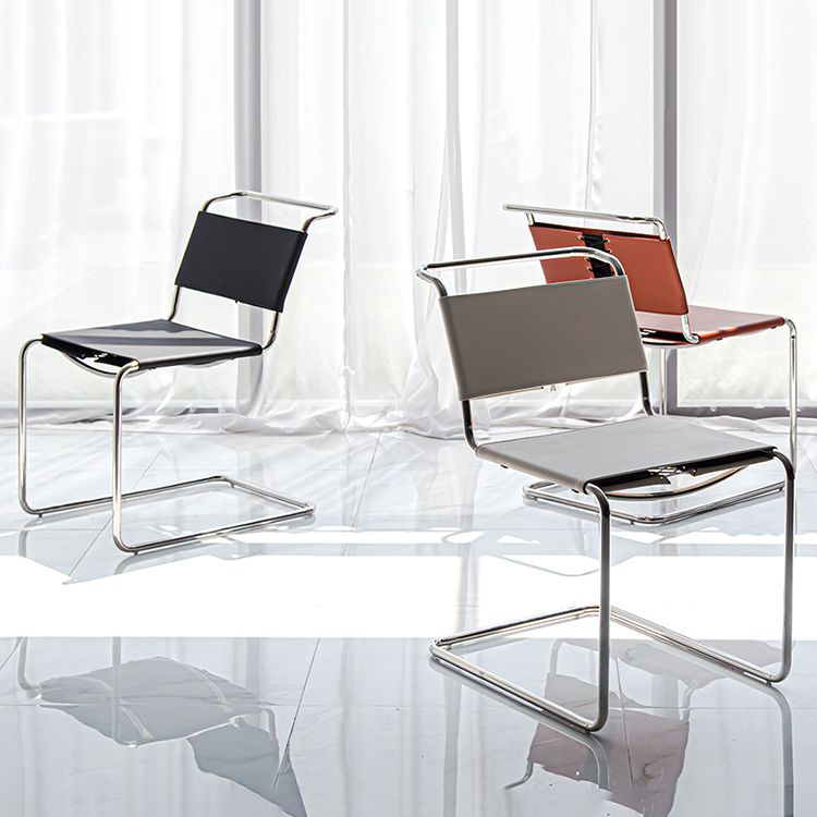 Contemporary Style Open Back Leather Armless Dining Side Chair for Home Clearhalo 'Dining Chairs' 'Dining Tables & Seating' 'dining_chair' 'furn' 'furn_dining_chair' 'Furniture' 'Kitchen & Dining Furniture' 1200x1200_5327e475-1848-499f-b11a-122d67c6c90c