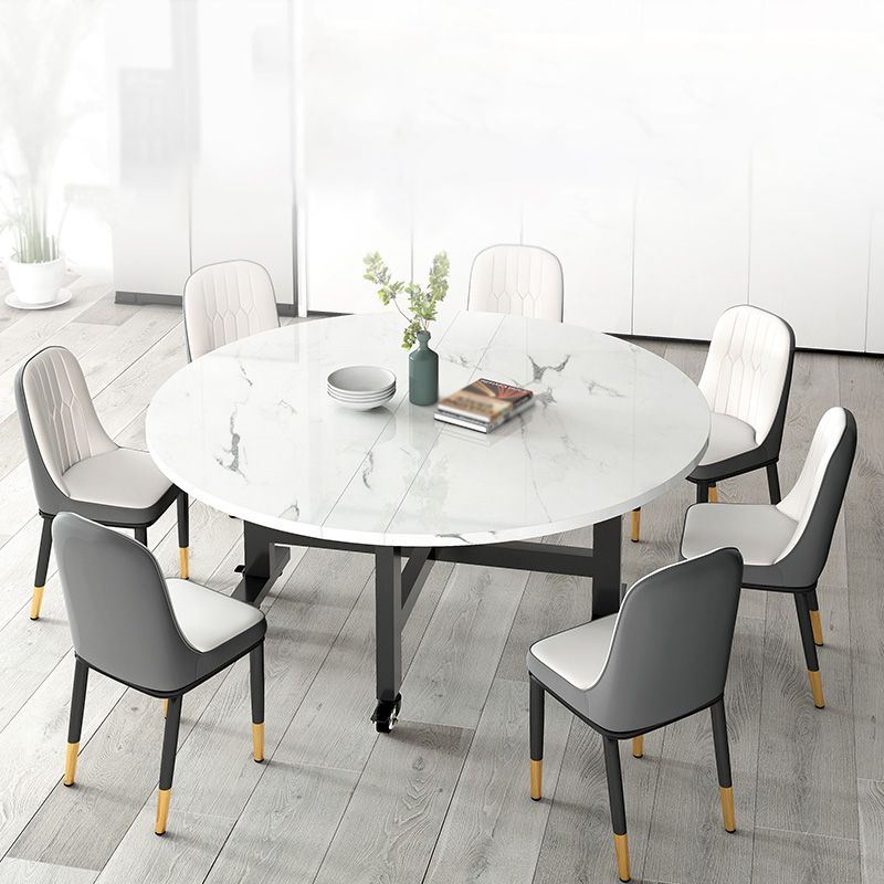 Mid-Century Round Shape Table MDF Folding Standard Dining Table for Kitchen Clearhalo ' dining_table' 'Dining Tables & Seating' 'Dining Tables' 'furn' 'furn_dining_table' 'Furniture' 'furniture_dining_table' 'Kitchen & Dining Furniture' 'kitchen&dining_furn' 'kitchen' 'kitchen_dining_table' 1200x1200_5327f626-820c-4a98-bec0-8a6506175764