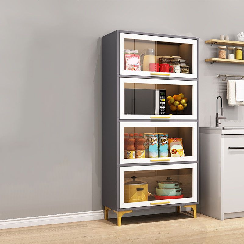 Glass Door Contemporary Sideboard Engineered Wood Sideboard for Dining Room