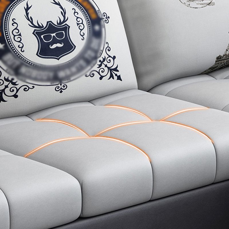 82.5"L Sloped Arm Sectional Cushion Back Sofa with Ottoman Included Clearhalo 'furn' 'furn_sectionals' 'Furniture' 'furniture_sectionals' 'Living Room Furniture' 'Sectionals' 1200x1200_53292cea-f88a-4a0a-881f-dc7e19823208