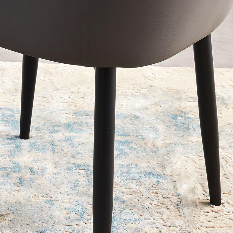 Contemporary Arm Chair Matte Finish Leather Curved Parsons Chair for Dining Room Clearhalo ' kitchen&dining_furn' 'Dining Chairs' 'Dining Tables & Seating' 'dining_chair' 'Furniture' 'furniture_dining_chair' 'Kitchen & Dining Furniture' 'kitchen' 1200x1200_5329890c-7bfb-440f-96eb-dec5e6134fd8