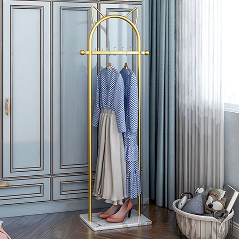 Modern Metal Hall Stand Harging Rail Bajo estante y 5 ganchos colgador de abrigo