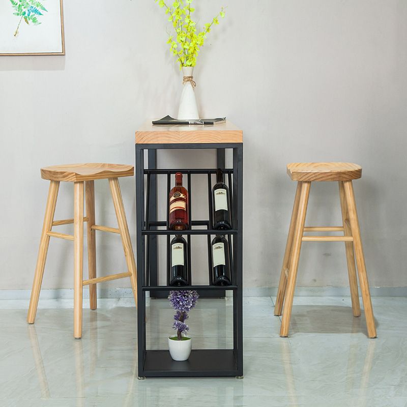 Contemporary Style Bar Table Set  1/2/3 Pieces Rectangle Bar Table with Wood Stools