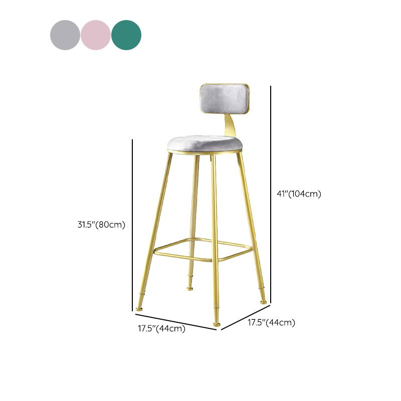 Samt-Barhocker im Glam-Stil, runder Barhocker mit goldenem Rahmen