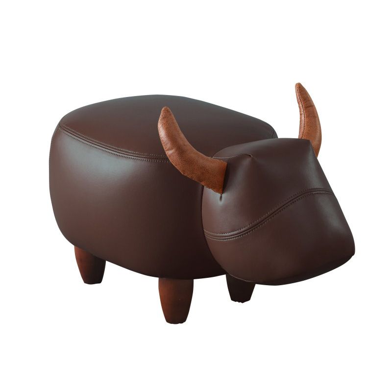 Contemporary Standard Ottoman with Upholstered Faux Leather Top Pouf Clearhalo 'furn' 'furn_ottomans_poufs' 'Furniture' 'Living Room Furniture' 'Ottomans & Poufs' 'ottomans_poufs' 1200x1200_532d28b5-fb5d-4198-9804-c14eff5fe89d