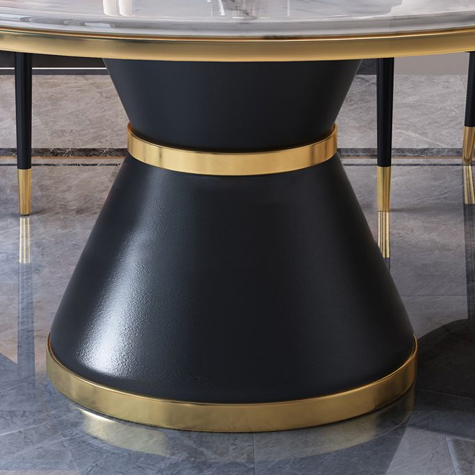 Modern Style Home Marble Dining Table Single Pedestal Base Round Table with Turntable Clearhalo ' dining_table' 'Dining Tables & Seating' 'Dining Tables' 'furn' 'furn_dining_table' 'Furniture' 'furniture_dining_table' 'Kitchen & Dining Furniture' 'kitchen&dining_furn' 'kitchen' 'kitchen_dining_table' 1200x1200_532e7f57-3d1f-4039-9679-f54e7166e694