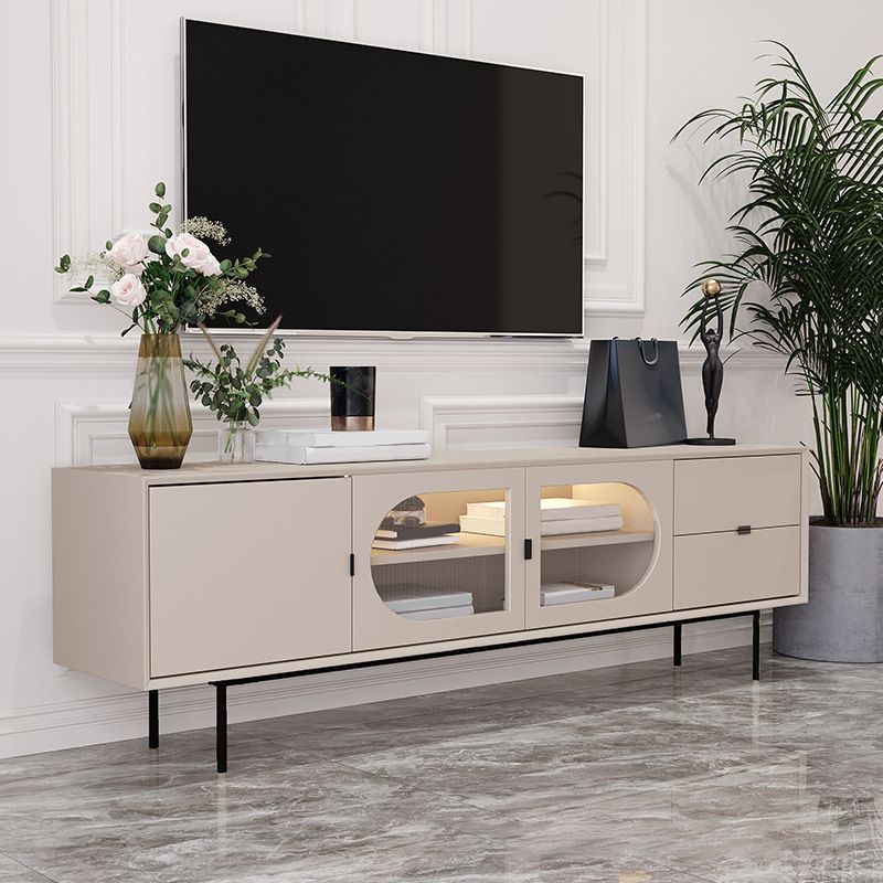 Console TV contemporaine en bois avec rangement fermé, support multimédia TV pour salon