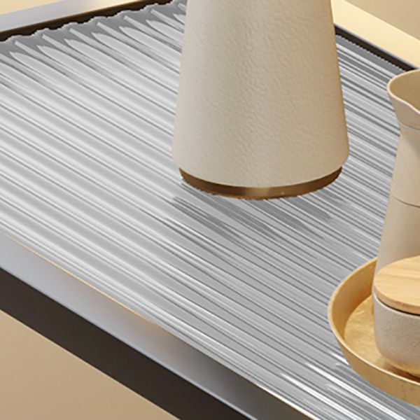 Rectangle Glass Top Side Table 21.65" Tall Metal Frame End Table with Shelf Clearhalo 'Coffee & Accent Tables' 'End & Side Tables' 'end_side_tables' 'furn' 'furn_end_side_tables' 'Furniture' 'Living Room Furniture' 1200x1200_53320c85-f683-4619-b32b-50f4185f79d6