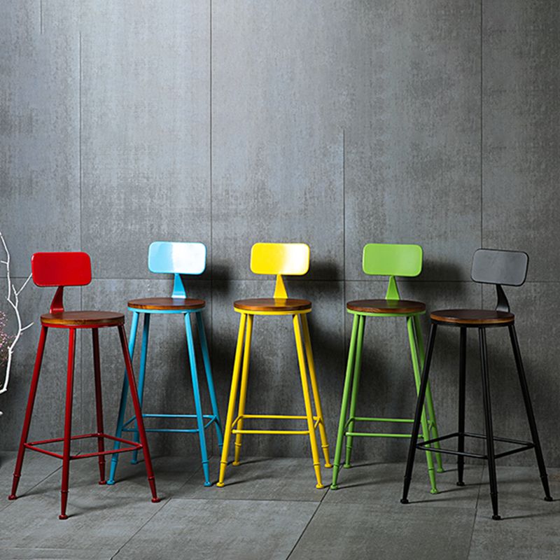 Industrial Armless Backrest Counter Stool Iron Cafe Bar Stool with Wooden Seat and Pedal Clearhalo 'Bar Furniture' 'Bar Stools' 'bar_stools' 'furn' 'furn_bar_stools' 'Furniture' 'Kitchen & Dining Furniture' 1200x1200_53332fcd-fc10-4e03-babd-8cf2436acbc6