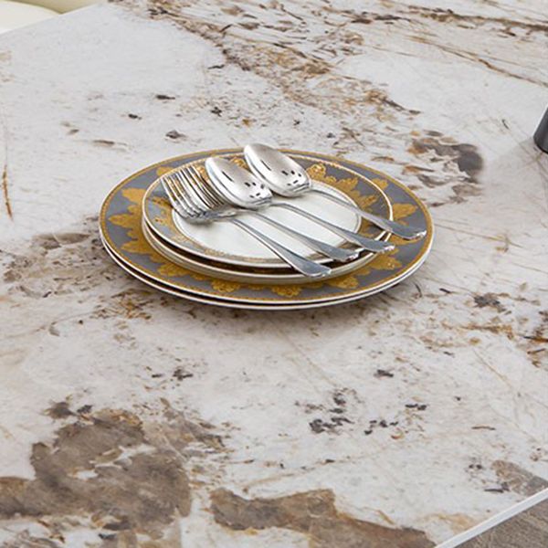 Mesa de comedor de piedra sinterizada Rectángulo de comedor de lujo tradicional