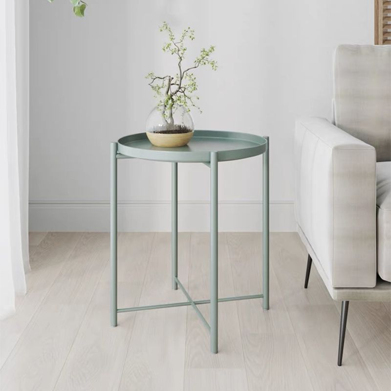 4 gambe Materiale di ferro da design Materiale in ferro verde/bianco/giallo Tavolo rotondo superiore tavolino