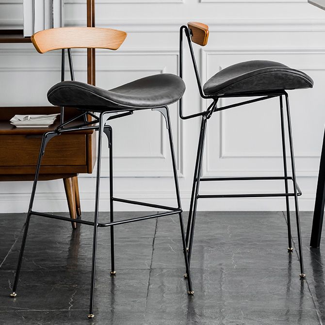 Industrial Leather Bristol Stool Matte Finish Footrest Low Back Barstool Clearhalo 'Bar Furniture' 'Bar Stools' 'bar_stools' 'furn' 'furn_bar_stools' 'Furniture' 'furniture_bar_stools' 'Kitchen & Dining Furniture' 1200x1200_5334fd81-5595-402d-b62b-8405c70e3536