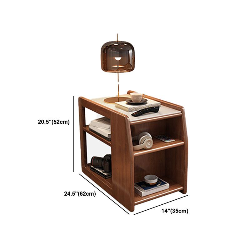 Tavolo laterale in legno/ardesia moderno in legno/ardesia da 20,5 "tavolo da estremità alto con ripiani