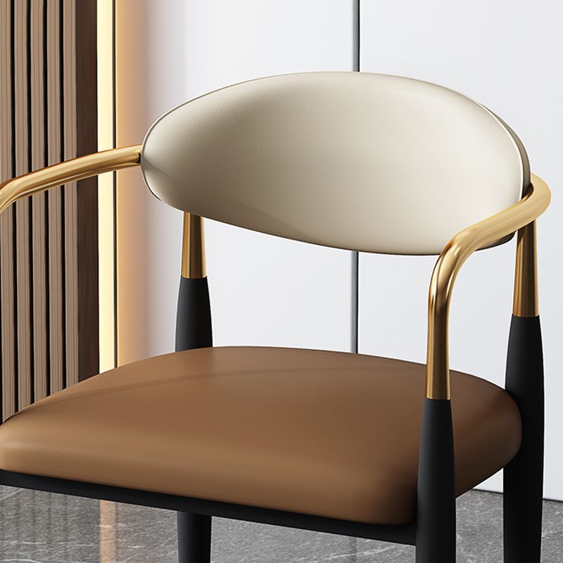 Designer Style Leather Arm Chair Matte Finish Open Back Dining Chair (Set of 2) Clearhalo ' kitchen&dining_furn' 'Dining Chairs' 'Dining Tables & Seating' 'dining_chair' 'furn' 'furn_dining_chair' 'Furniture' 'furniture_dining_chair' 'Kitchen & Dining Furniture' 'kitchen' 1200x1200_5337453b-de61-4257-9d86-7ba6b423c78a