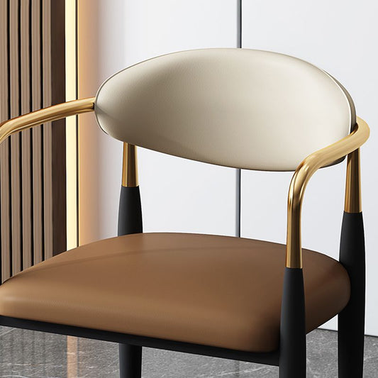 Designer Style Leather Arm Chair Matte Finish Open Back Dining Chair (Set of 2) Clearhalo ' kitchen&dining_furn' 'Dining Chairs' 'Dining Tables & Seating' 'dining_chair' 'furn' 'furn_dining_chair' 'Furniture' 'furniture_dining_chair' 'Kitchen & Dining Furniture' 'kitchen' 1200x1200_5337453b-de61-4257-9d86-7ba6b423c78a