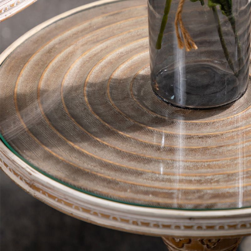 フランスのカントリー台座端テーブルソリッドウッドアンティークブラウン/ホワイトサイドテーブル