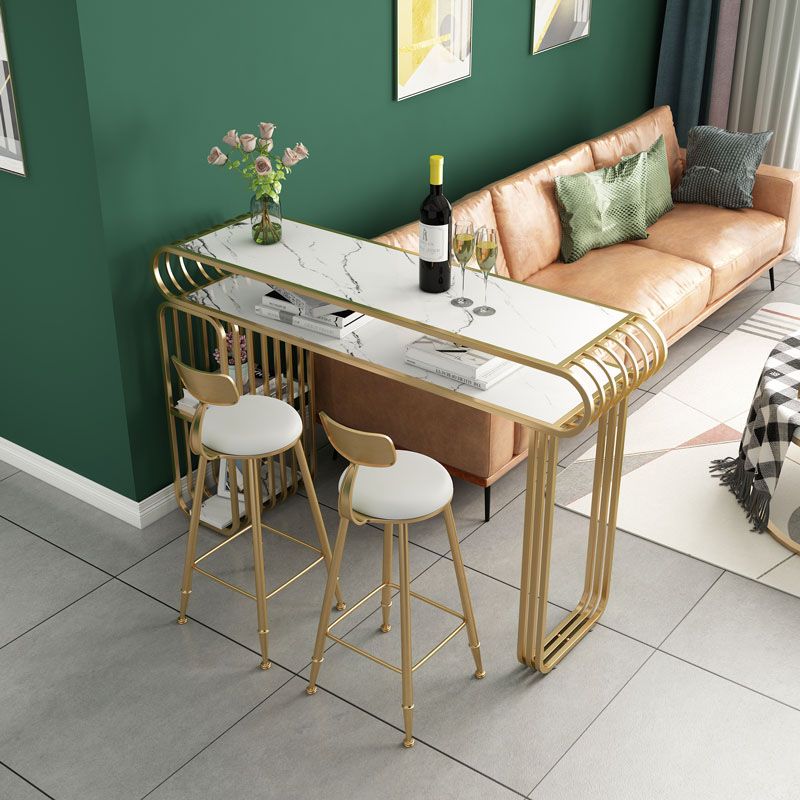 Luxurious Rectangular Pub Table Set 1/3 Pieces Stone Top Counter Table with High Stools Clearhalo 'Bar Furniture' 'furn' 'furn_home_bar_bar_sets' 'Furniture' 'Home Bars & Bar Sets' 'home_bar_bar_sets' 'Kitchen & Dining Furniture' 1200x1200_53392861-4932-402e-8245-51a8a49022d5