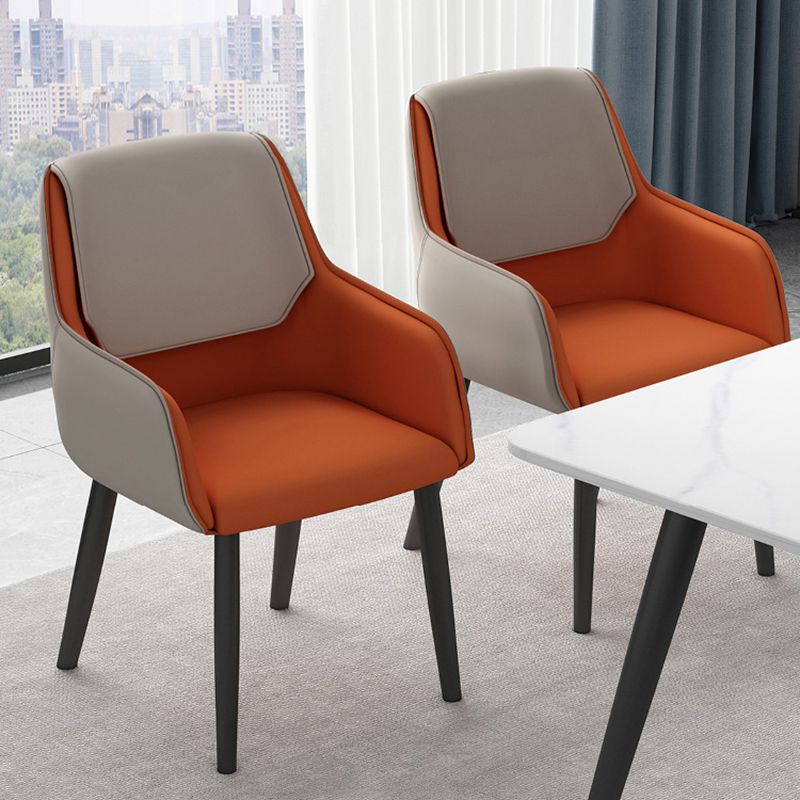 Leather Dining Armchairs Upholstered Solid Back Arm Chairs with Black Legs Clearhalo ' kitchen&dining_furn' 'Dining Chairs' 'Dining Tables & Seating' 'dining_chair' 'furn' 'furn_dining_chair' 'Furniture' 'furniture_dining_chair' 'Kitchen & Dining Furniture' 'kitchen' 1200x1200_5339ee88-4365-421f-98ec-38e999fb4d34