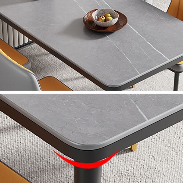 Minimalist Sintered Stone Top Kitchen Dining Table Rectangle Shape Dining Table with 4 Legs Base Clearhalo ' dining_table' 'Dining Tables & Seating' 'Dining Tables' 'Furniture' 'furniture_dining_table' 'Kitchen & Dining Furniture' 'kitchen&dining_furn' 'kitchen' 'kitchen_dining_table' 1200x1200_5339f572-02bb-4cf6-9bd3-e0a60252ac52