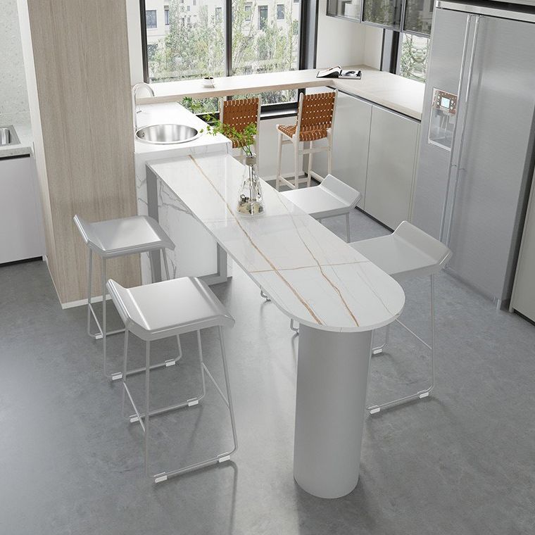 Mesa de pub de piedra sinterizada contemporánea de 1/2/5 piezas, mesa fija, mesa de mostrador