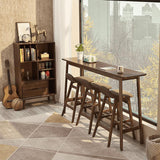 1/3/4 Pieces Table and Stool Set Contemporary Brown Solid Wood Clearhalo 'Bar Furniture' 'furn' 'furn_home_bar_bar_sets' 'Furniture' 'Home Bars & Bar Sets' 'home_bar_bar_sets' 'Kitchen & Dining Furniture' 1200x1200_533ca965-a2dd-423c-bd93-1f3cb19a0ebe