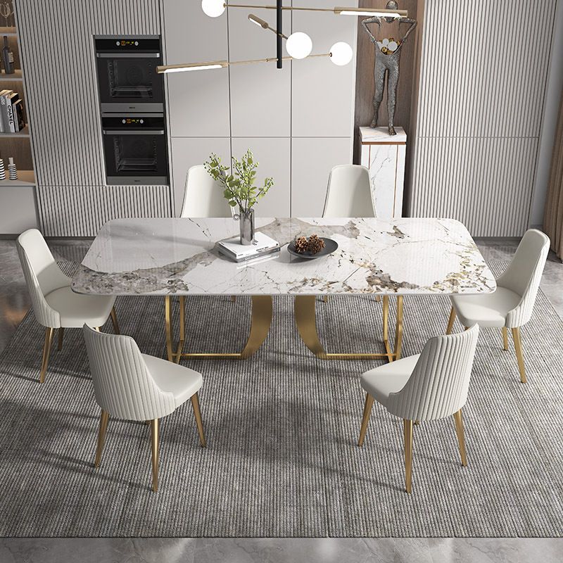 1/2/5/7 Pieces Luxury Dining Set Sintered Stone Top Dining Table with Leather Chairs Clearhalo 'Dining Room Sets' 'Dining Tables & Seating' 'dining_room_set' 'furn' 'furn_dining_room_set' 'Furniture' 'furniture_dining_room_set' 'Kitchen & Dining Furniture' 1200x1200_533f3646-7a86-4341-b487-3cd101848e0d