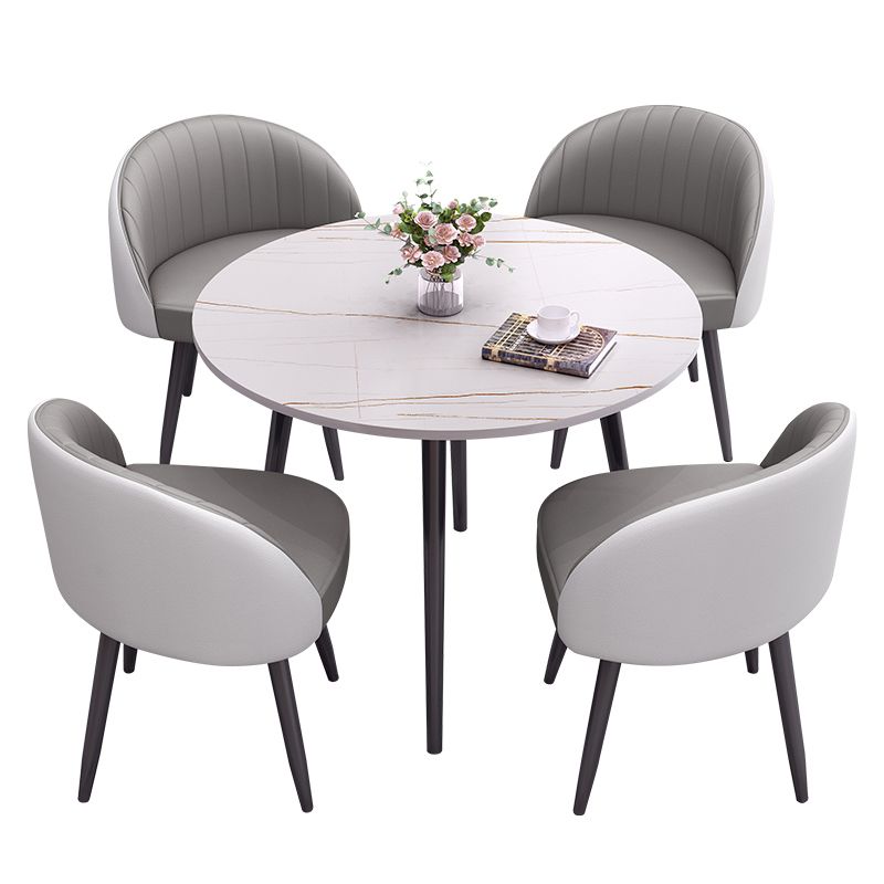 Round Shape 4 Legs Modern Dining Table White Fixed Table of Sintered Stone Clearhalo ' dining_table' 'Dining Tables & Seating' 'Dining Tables' 'furn' 'furn_dining_table' 'Furniture' 'furniture_dining_table' 'Kitchen & Dining Furniture' 'kitchen&dining_furn' 'kitchen' 'kitchen_dining_table' 1200x1200_533f4246-03ee-4fcb-be7d-ed5d608515cb