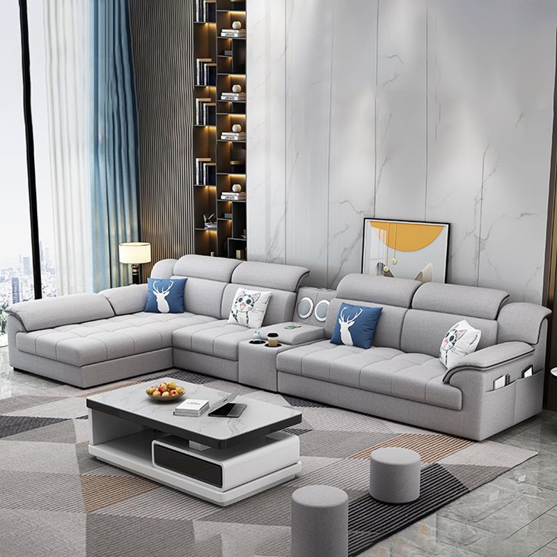 Canapé en tissu moderne en oreiller gris canapé le bras avec oreillers de boîtier