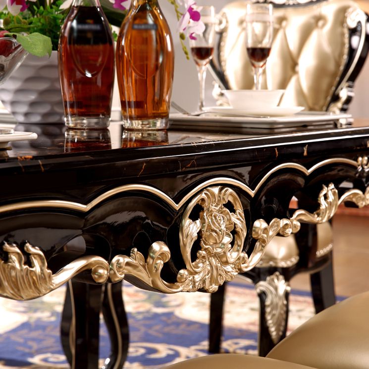 Marble Black Tone Dining Table Victorian 4 Legs Table for Dining Room Clearhalo ' dining_table' 'Dining Tables & Seating' 'Dining Tables' 'furn' 'furn_dining_table' 'Furniture' 'furniture_dining_table' 'Kitchen & Dining Furniture' 'kitchen&dining_furn' 'kitchen' 'kitchen_dining_table' 1200x1200_5340e8e6-d64d-4eca-941e-c8217c648e8f