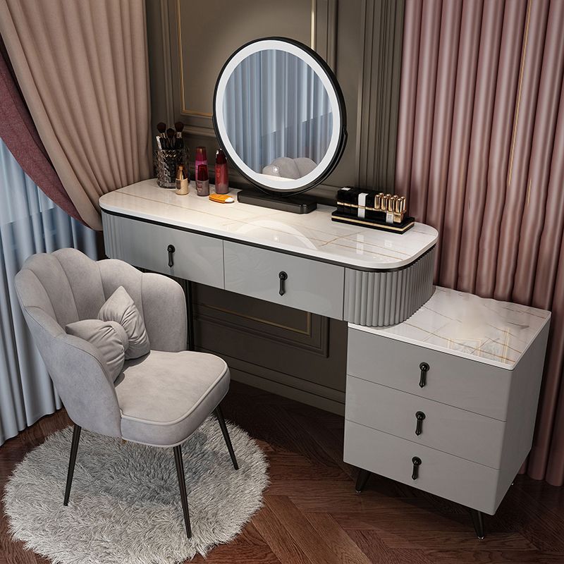 Mirrored Vanity Table and Stool Set Engineered Wood Vanity Desk