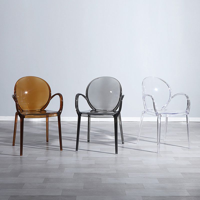 Home Dining Side Chair Kitchen Contemporary Plastic Dining Arm Chair