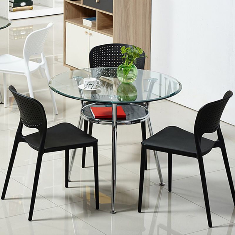 Tempered Glass Dining Table with Metal Base Modern Round Table with 3 Legs Clearhalo 'Dining Tables & Seating' 'Dining Tables' 'dining_table' 'furn' 'furn_dining_table' 'Furniture' 'furniture_dining_table' 'Kitchen & Dining Furniture' 'kitchen' 'kitchen_dining_table' 1200x1200_53470a98-67c0-4c33-9b49-ba75690cacc8
