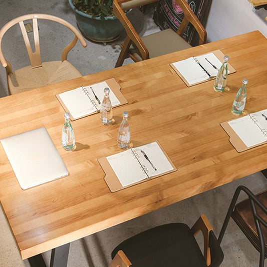 Tavolo da piedistallo doppio rettangolo industriale cucina in legno massiccio