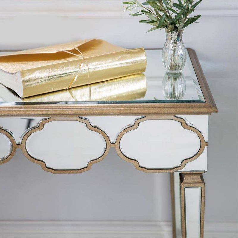 Contador de maquillaje Sliver 16.53 "Mesas de tocador de espejo ancho con pierna de madera sólida