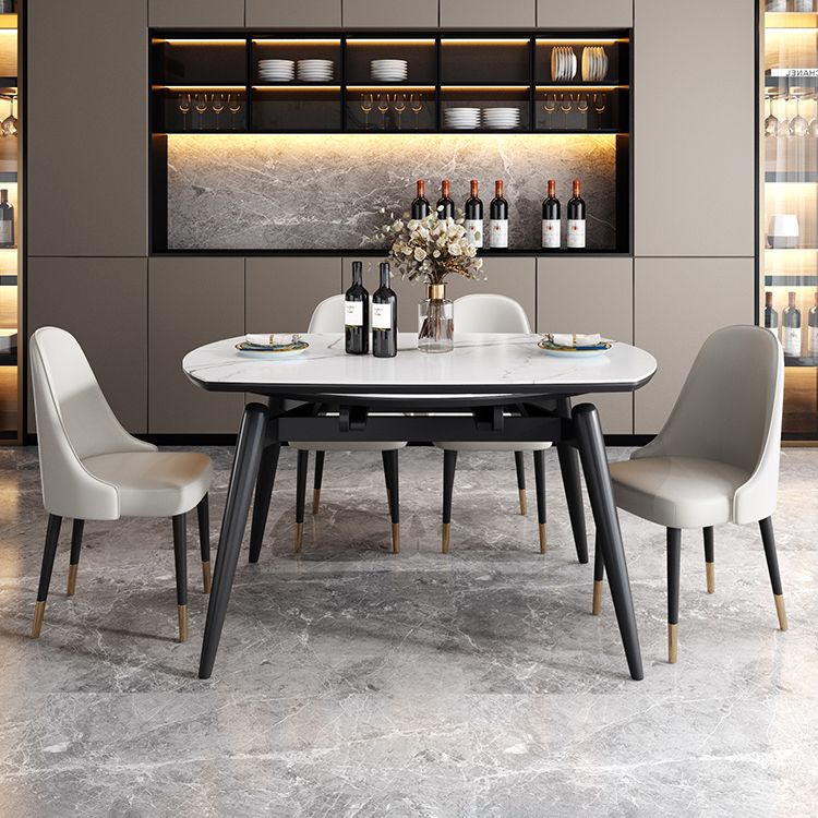 Sintered Stone Top Extendable Round Table for Restaurant Modern Dining Table with 4 Legs Clearhalo ' dining_table' 'Dining Tables & Seating' 'Dining Tables' 'furn' 'furn_dining_table' 'Furniture' 'furniture_dining_table' 'Kitchen & Dining Furniture' 'kitchen&dining_furn' 'kitchen' 'kitchen_dining_table' 1200x1200_53489858-fa49-424f-9baf-f10ec2ec0a5d