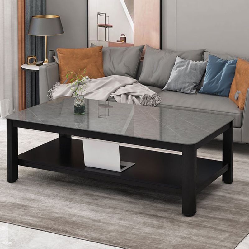 Contemporary Glossy Accent Table Rectangular Coffee Table with Shelf Clearhalo 'Coffee & Accent Tables' 'Coffee Tables' 'coffee_tables' 'furn' 'furn_coffee_tables' 'Furniture' 'furniture_coffee_tables' 'Living Room Furniture' 1200x1200_5349636e-e904-4a4f-8c3e-d5d62035c2ac
